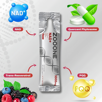 ZOOONE NR1000-NAD+ Berry Flavor Drink Mix for Skin Aging Support, Energy, and Focus - 30 Pack